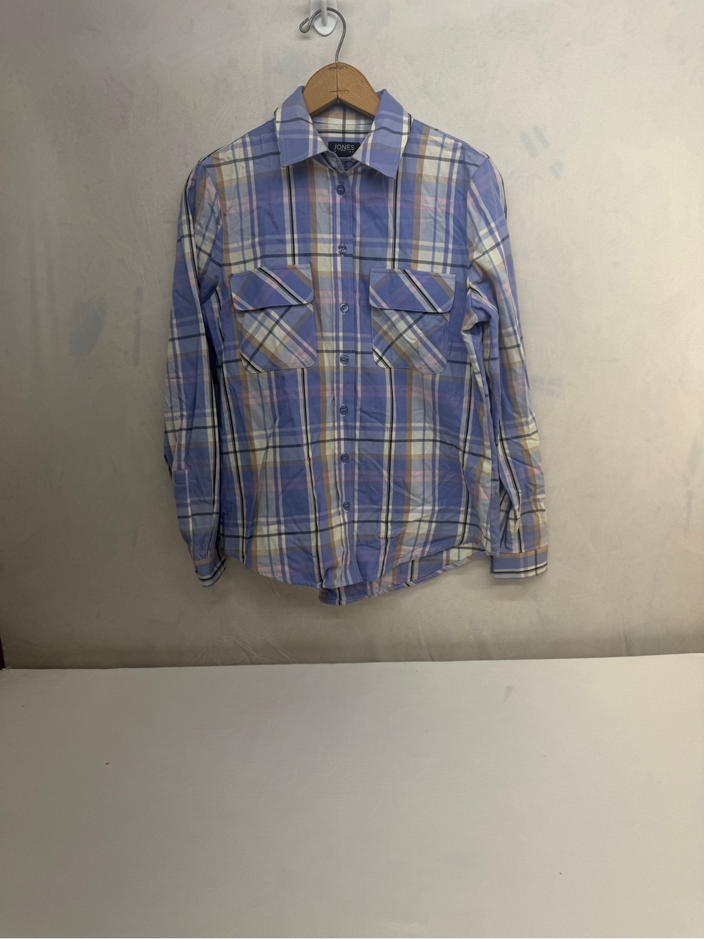 Jones New York Lavender Plaid Casual Button-Down Shirt